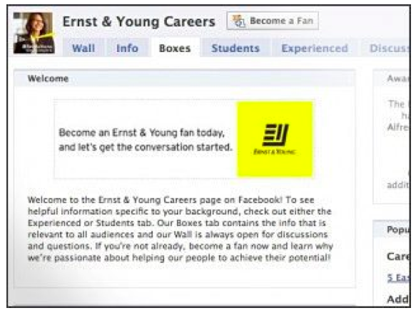 Ernest & Young Careers Group - social media recruiting