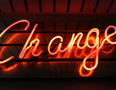Neon sign that says Change