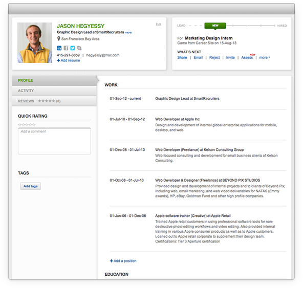 ... and in control with powerful applicant tracking from new to hire