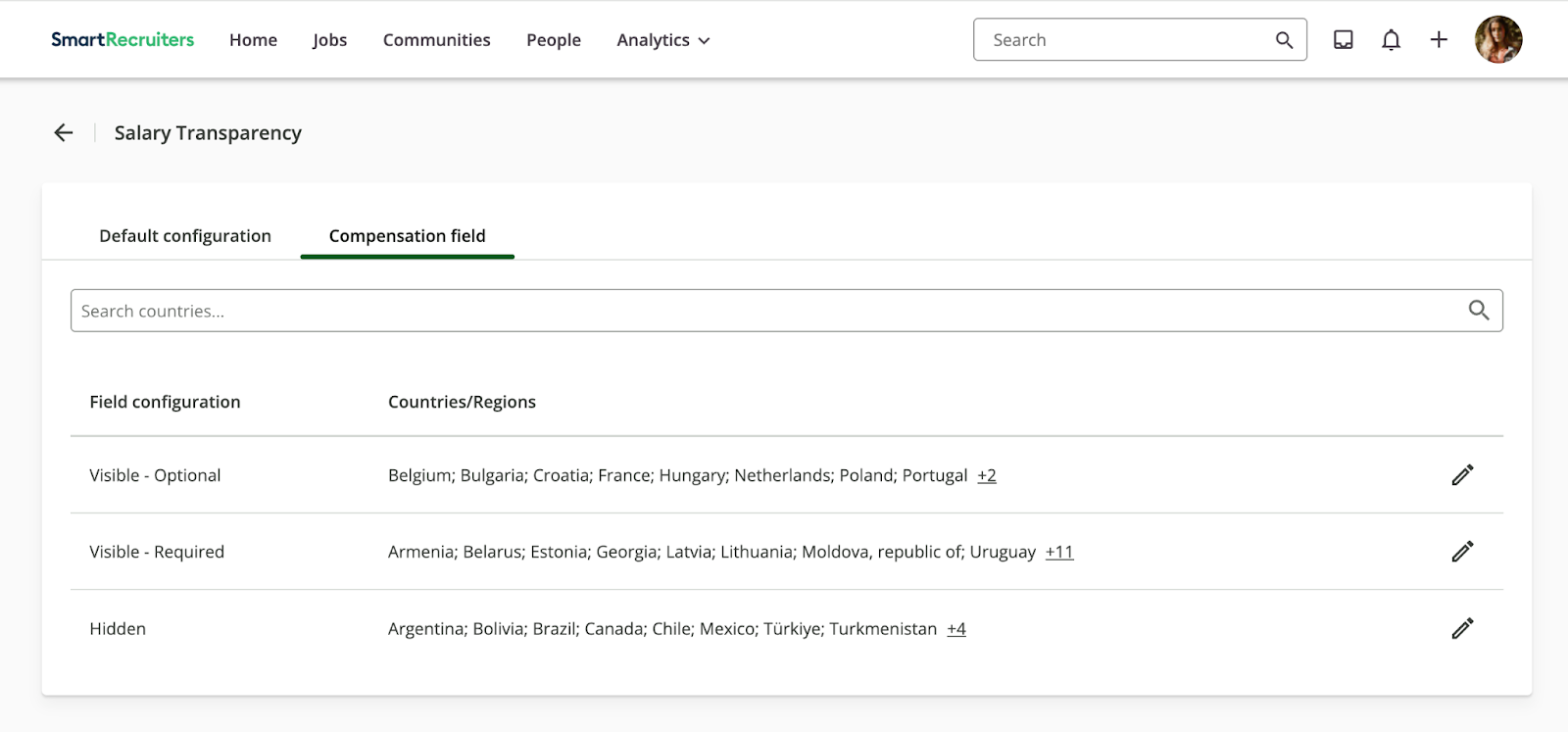 Salary transparency field in dashboard.